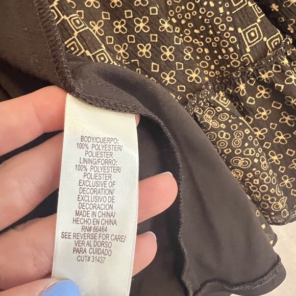 VTG Indie Dress Womens 8 Brown Geometric Cottagecore Boho Retro 70s Style - Picture 8 of 10